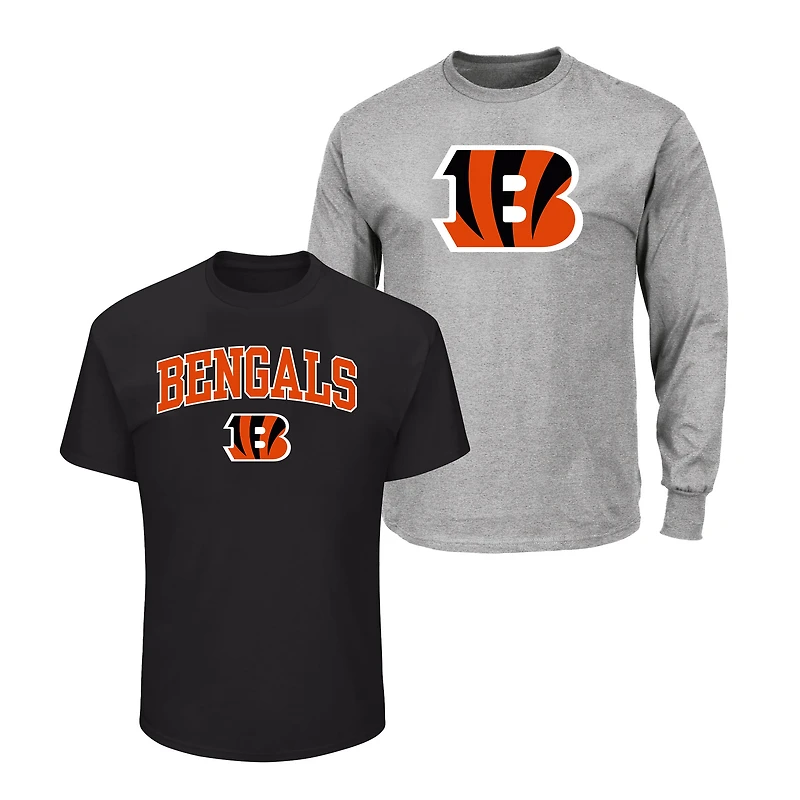 Men's Fanatics  Black/Heather Gray Cincinnati Bengals Big & Tall 2-Pack T-Shirt Set