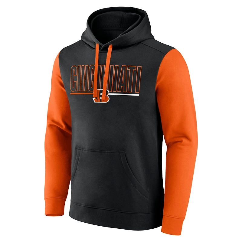 Men's Fanatics Black/Orange Cincinnati Bengals Outline Pullover Hoodie