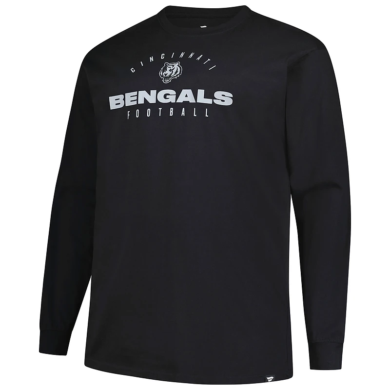 T-shirt à manches longues Fanatics noir pour homme, coupe grande taille