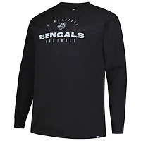 T-shirt à manches longues Fanatics noir pour homme, coupe grande taille