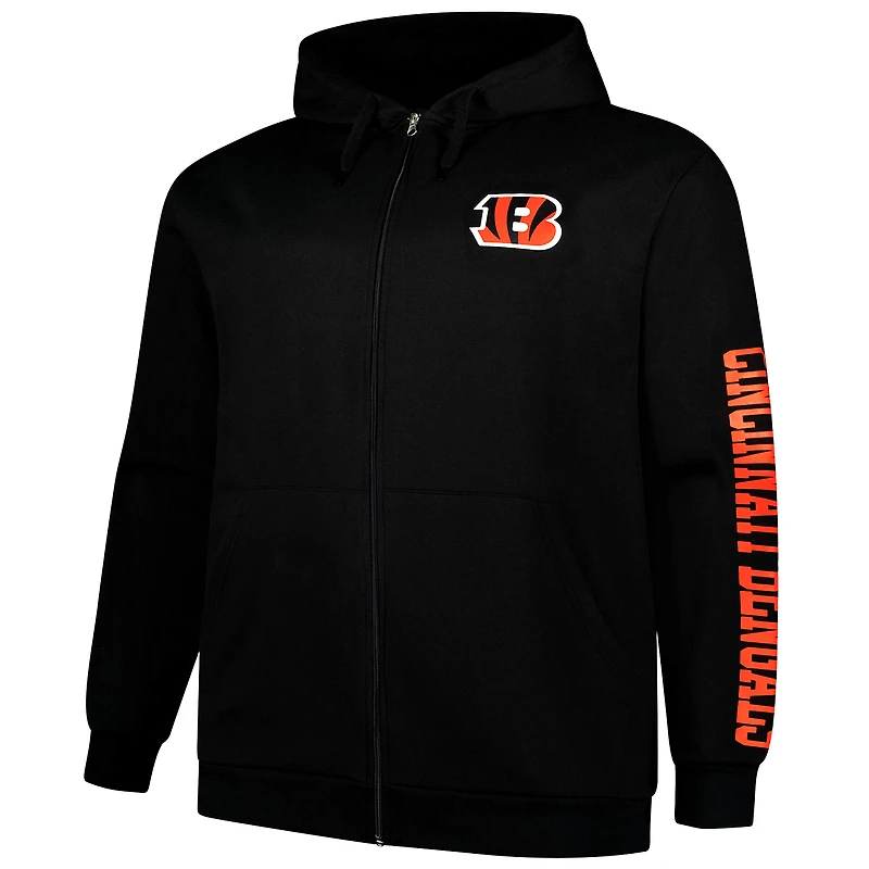 Sweat à capuche zippé manches longues et col rond Fanatics Black Cincinnati Bengals pour hommes