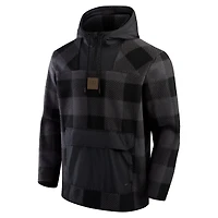 Men's Fanatics Black Cincinnati Bengals Elements Plaid Polar Fleece Quarter-Zip Hoodie
