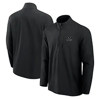 Men's Fanatics Black Cincinnati Bengals Front Office Micro Tonal Quarter-Zip Pullover
