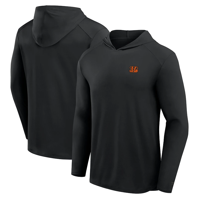 T-shirt à capuche manches longues noir pour homme, motif Front Office Power Mono des Bengals de Cincinnati