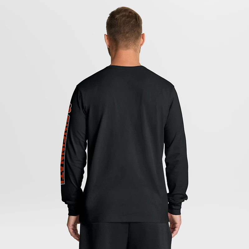Men's Fanatics Black Cincinnati Bengals Hometown Sweep Legacy Long Sleeve T-Shirt