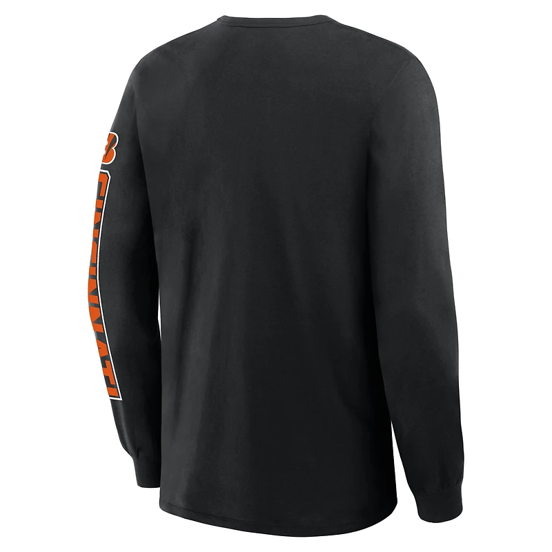 Men's Fanatics Black Cincinnati Bengals Hometown Sweep Legacy Long Sleeve T-Shirt
