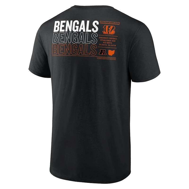 T-shirt noir Fanatics pour hommes, Cincinnati Bengals Repeat Stats