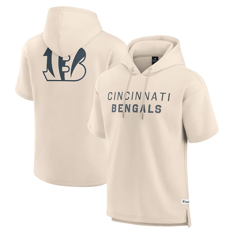 Sweat à capuche manches courtes pour homme Fanatics Cream Cincinnati Bengals Elements Future Ground Lettering