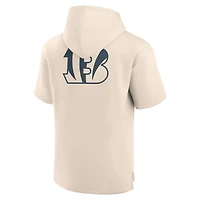 Sweat à capuche manches courtes pour homme Fanatics Cream Cincinnati Bengals Elements Future Ground Lettering