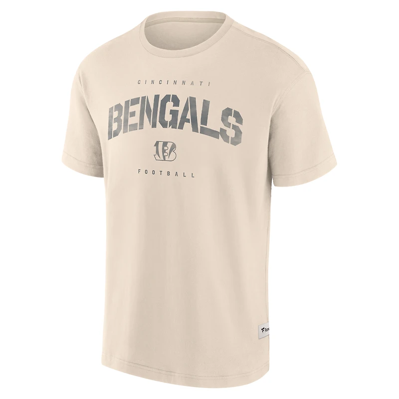 T-shirt Fanatics pour homme, couleur crème, Cincinnati Bengals, Elements, effet vieilli, Future Ground