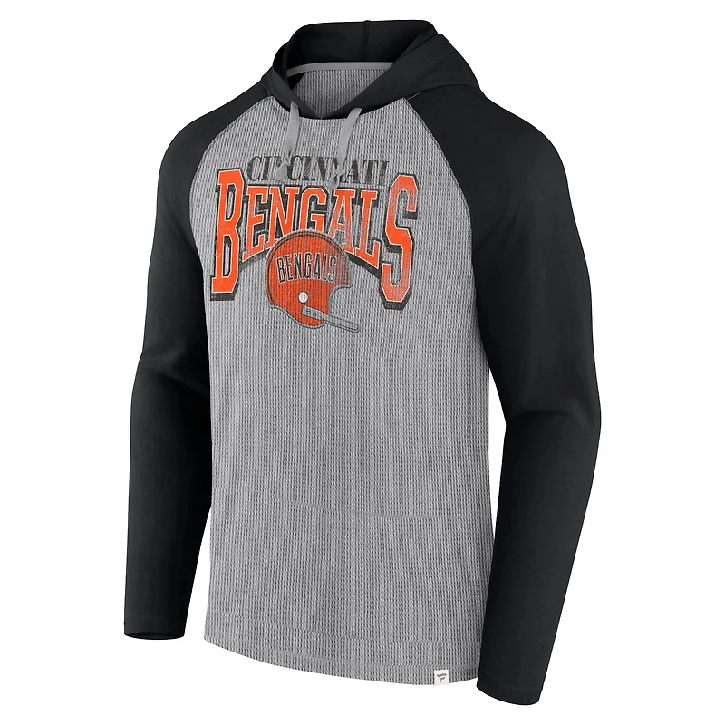 T-shirt à capuche manches longues Fanatics pour hommes, gris/noir, Cincinnati Bengals Under Center