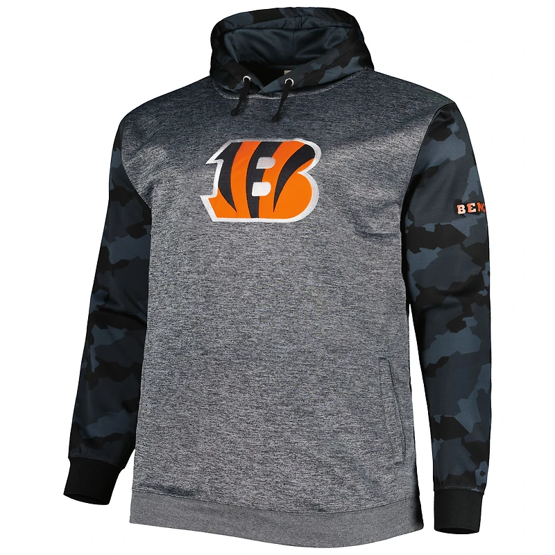 Chandail à capuchon camouflage Big & Tall Fanatics Heather Charcoal pour hommes des Bengals de Cincinnati