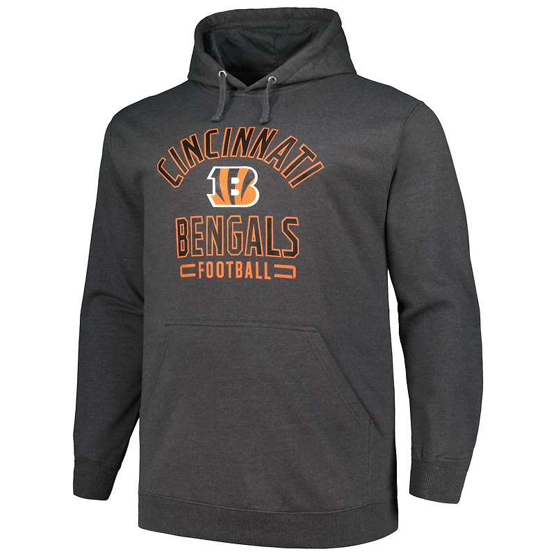 Chandail à capuchon Fanatics Heather Charcoal pour hommes, Cincinnati Bengals, Big & Tall