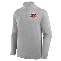 Men's Fanatics Heather Gray Cincinnati Bengals Clutch Quarter-Zip Pullover