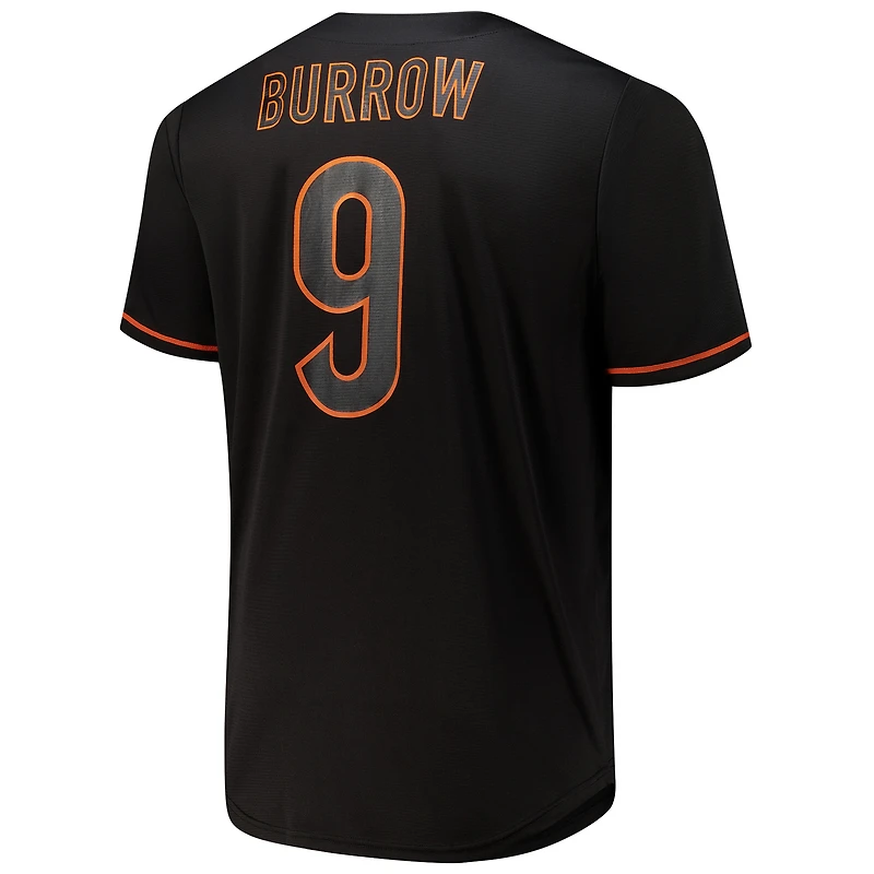 Chemise boutonnée de baseball Fanatics Joe Burrow pour hommes, noire, Cincinnati Bengals, grande et