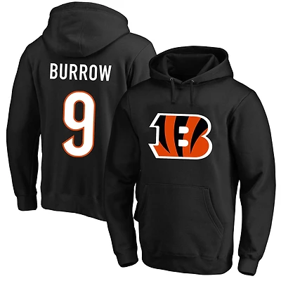 Fanatics Joe Burrow pour hommes, noir, Cincinnati Bengals, grand et sweat à capuche en molleton avec nom numéro