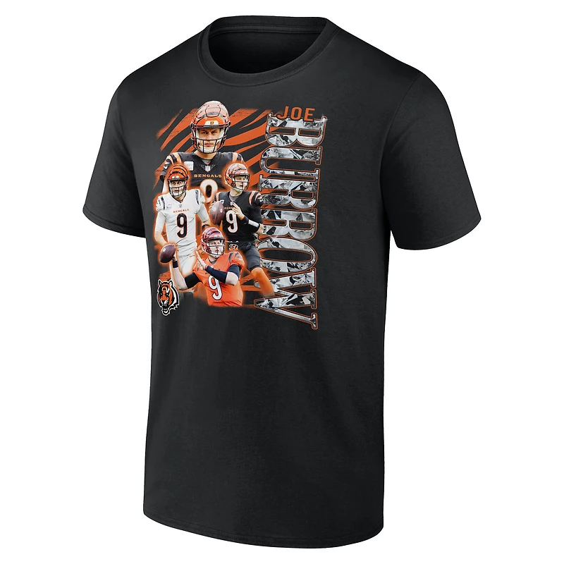 T-shirt graphique Fanatics Joe Burrow pour hommes, joueur notoire des Bengals de Cincinnati, noir
