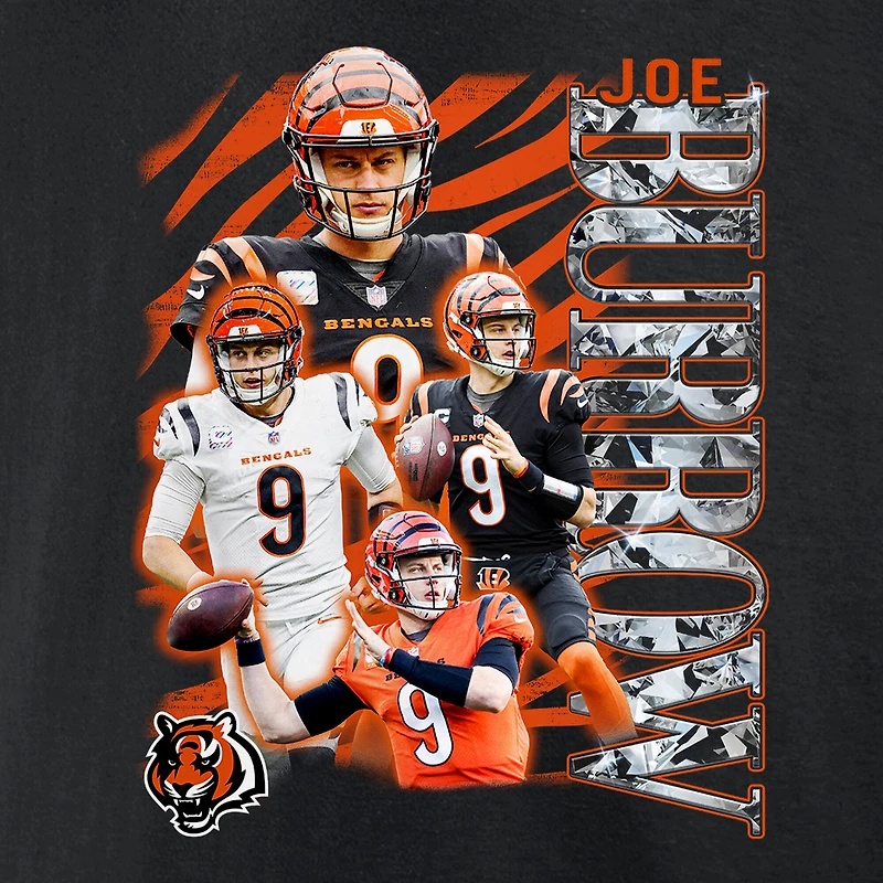 T-shirt graphique Fanatics Joe Burrow pour hommes, joueur notoire des Bengals de Cincinnati, noir