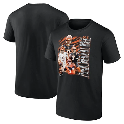 T-shirt graphique Fanatics Joe Burrow pour hommes, joueur notoire des Bengals de Cincinnati, noir