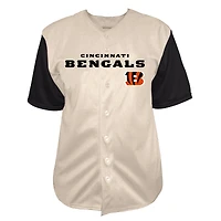 Men's Fanatics Joe Burrow Cream Cincinnati Bengals Big & Tall Baseball Button-Up Shirt