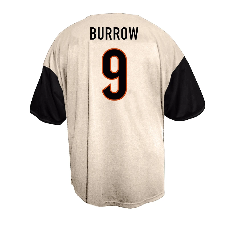 Men's Fanatics Joe Burrow Cream Cincinnati Bengals Big & Tall Baseball Button-Up Shirt