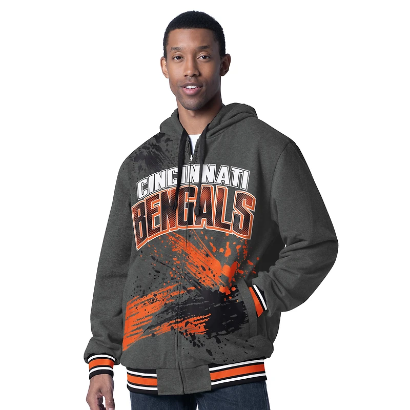 Men's G-III Sports by Carl Banks Black/Charcoal Cincinnati Bengals Dual Threat Reversable Full-Zip Hooded Jacket
