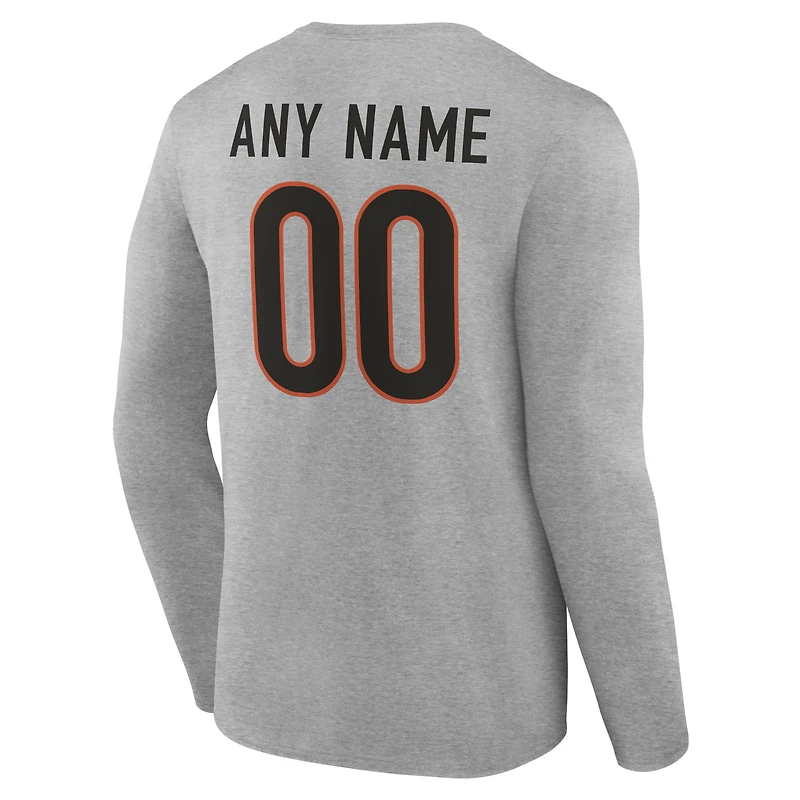 Men's Cincinnati Bengals Team Authentic Personalized Name & Number Long Sleeve T-Shirt