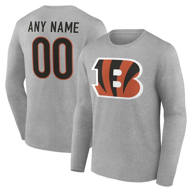 Men's Cincinnati Bengals Team Authentic Personalized Name & Number Long Sleeve T-Shirt