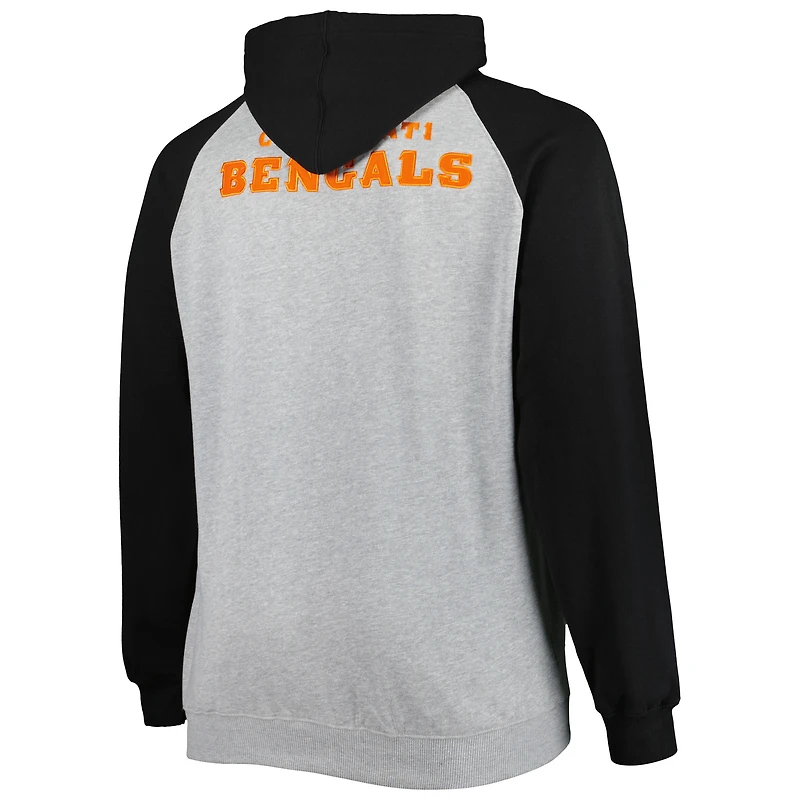 Veste à capuche raglan en polaire Big & Tall pour homme gris chiné Cincinnati Bengals