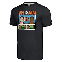 T-shirt noir à trois bandes NFL Jam pour homme avec logo Joe Burrow & Ja'Marr Chase des Bengals de Cincinnati