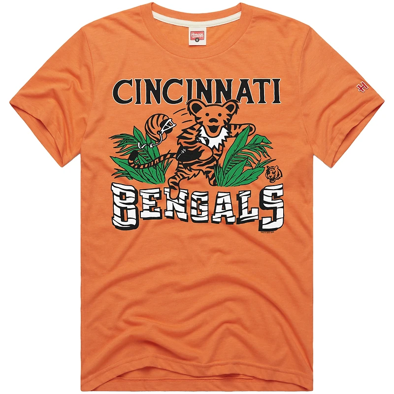 Men's Homage  Orange Cincinnati Bengals NFL x Grateful Dead Tri-Blend T-Shirt