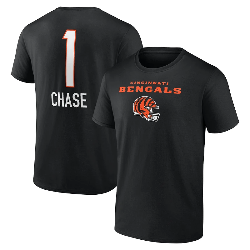 Men's Ja'Marr Chase Black Cincinnati Bengals Team Wordmark Name & Number T-Shirt