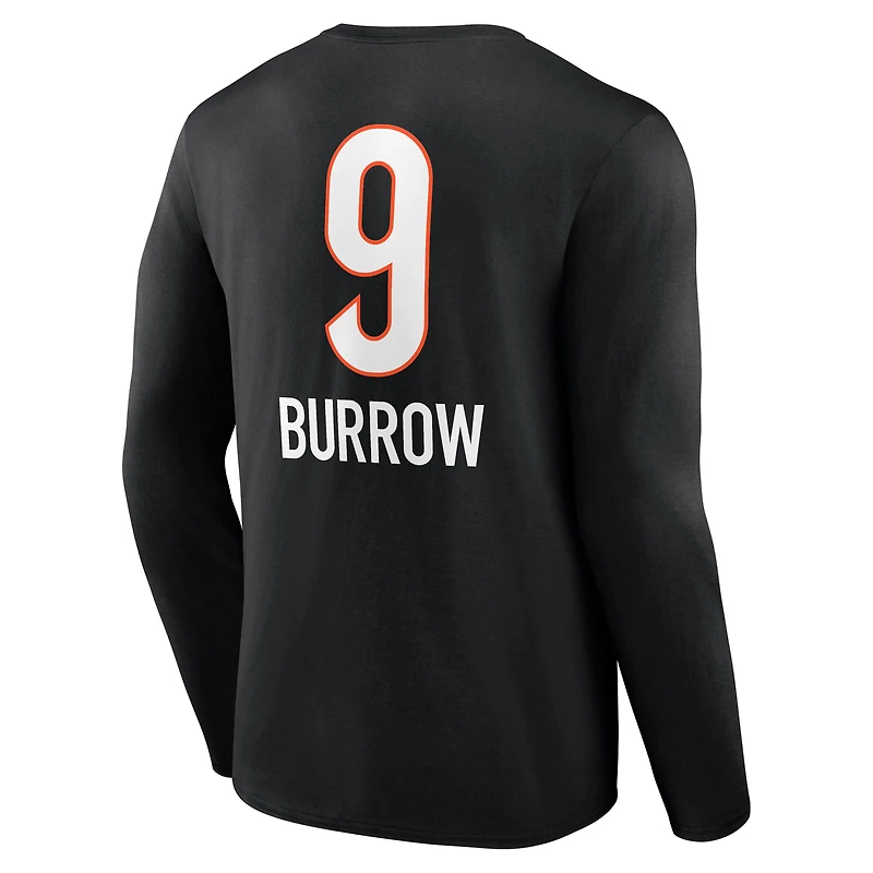 Men's Joe Burrow Black Cincinnati Bengals Team Wordmark Name & Number Long Sleeve T-Shirt