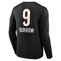 Men's Joe Burrow Black Cincinnati Bengals Team Wordmark Name & Number Long Sleeve T-Shirt