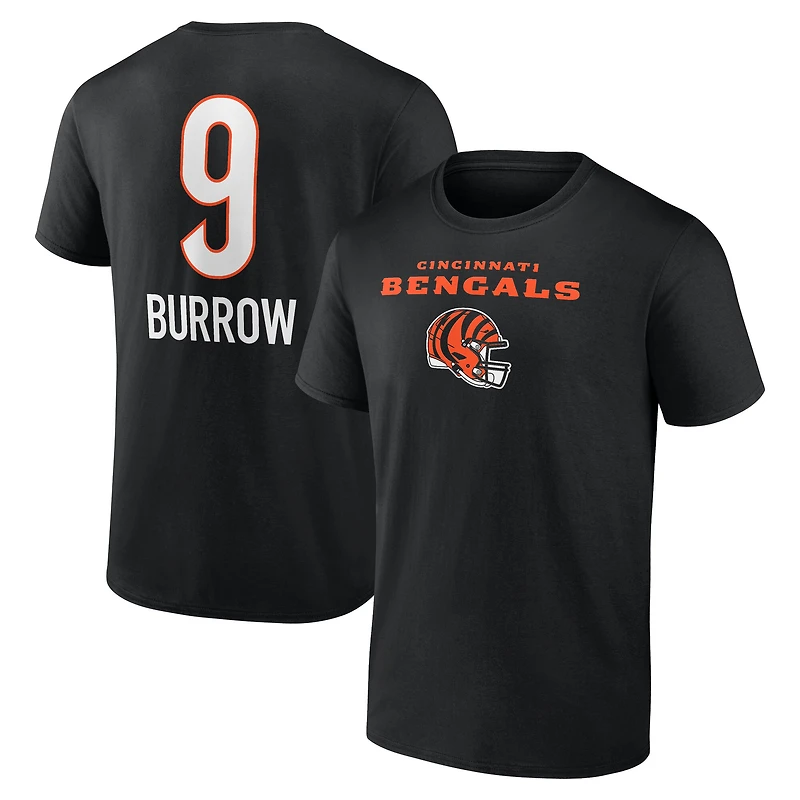 T-shirt noir Joe Burrow pour homme avec nom et numéro de l'équipe des Bengals Cincinnati