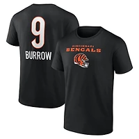 T-shirt noir Joe Burrow pour homme avec nom et numéro de l'équipe des Bengals Cincinnati