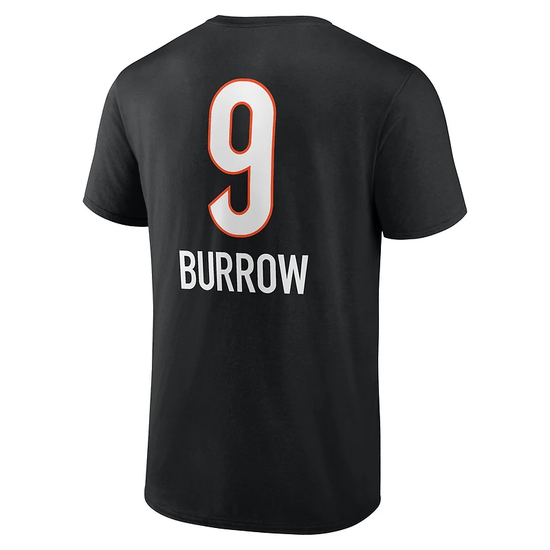 T-shirt noir Joe Burrow pour homme avec nom et numéro de l'équipe des Bengals Cincinnati