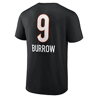 T-shirt noir Joe Burrow pour homme avec nom et numéro de l'équipe des Bengals Cincinnati