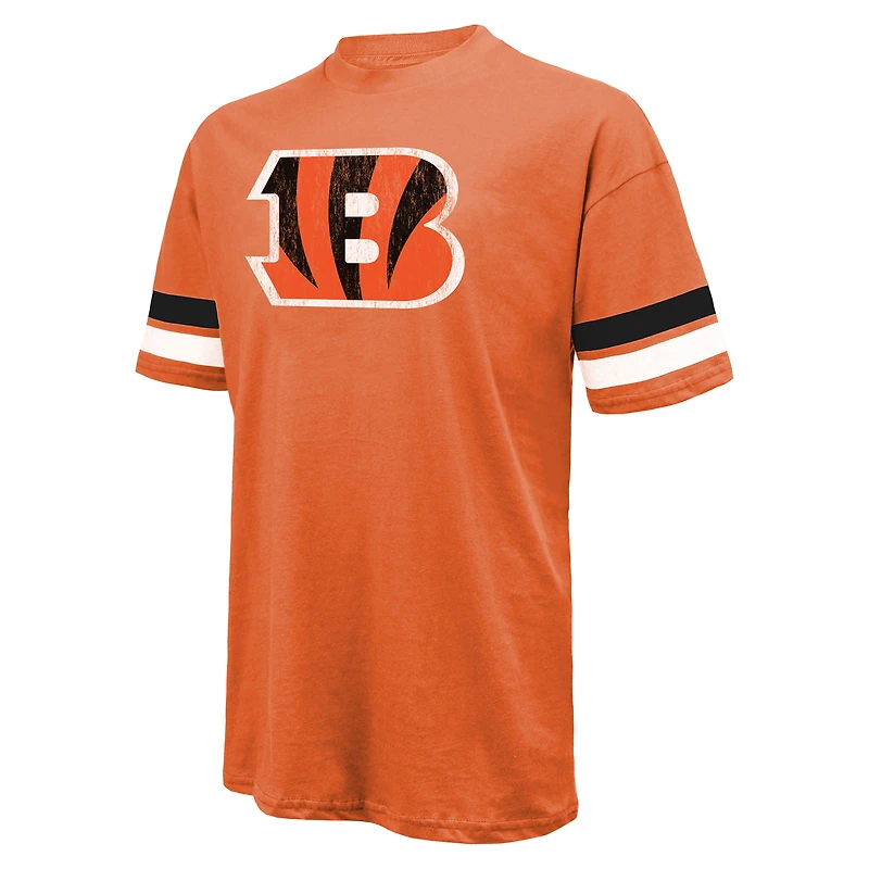 T-shirt surdimensionné avec nom et numéro pour hommes Majestic Threads Joe Burrow Orange Cincinnati Bengals