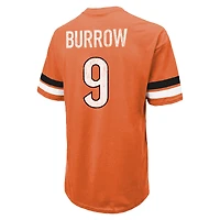 Men's Majestic Threads Joe Burrow Orange Cincinnati Bengals Name & Number Oversize Fit T-Shirt