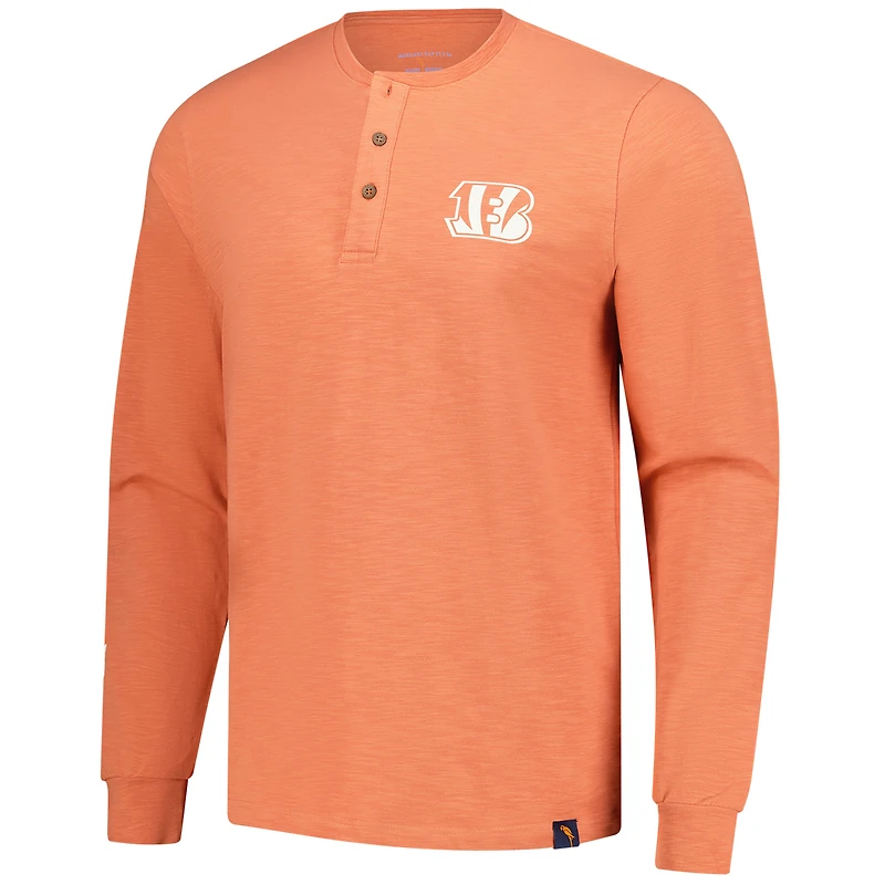 Men's Margaritaville Coral Cincinnati Bengals Five O'Clock Henley Long Sleeve T-Shirt