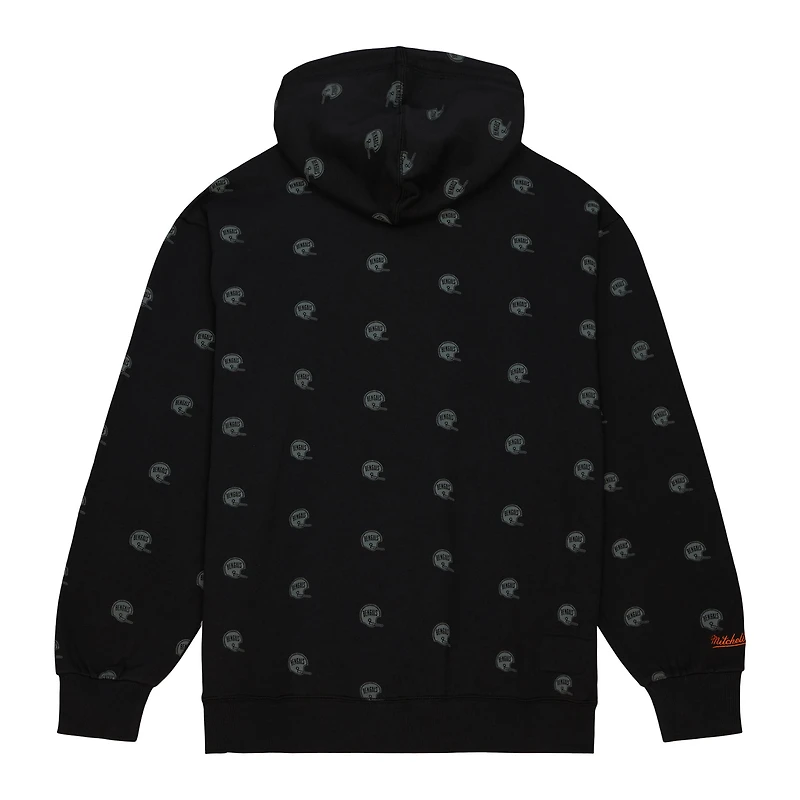Men's Mitchell & Ness Black Cincinnati Bengals Allover Print Fleece Pullover Hoodie