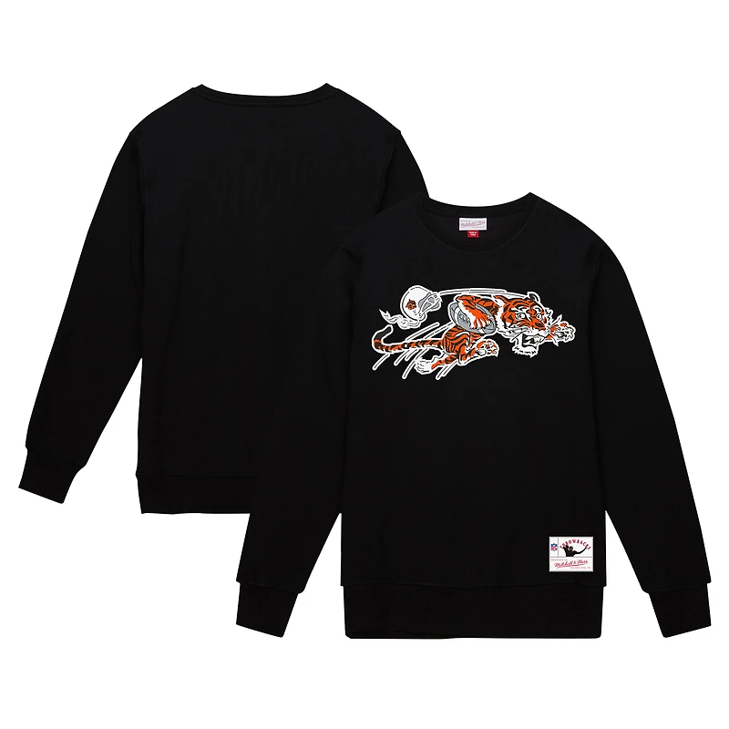 Men's Mitchell & Ness Black Cincinnati Bengals Basic Fleece Pullover Sweatshirt