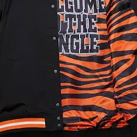 Veste zippée complète en satin noir pour homme des Bengals de Cincinnati