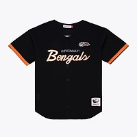 Maillot de mode Mitchell & Ness noir pour homme, entraîneur-chef des Bengals Cincinnati, en maille et à boutons.