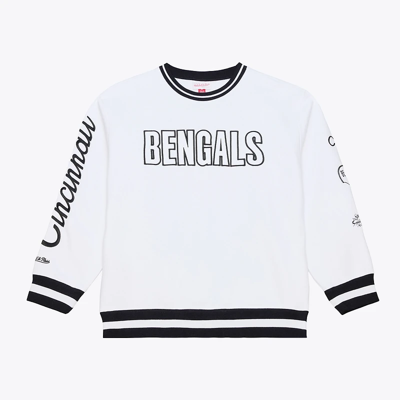 Men's Mitchell & Ness White Cincinnati Bengals Arctic Fleece Sweatshirt