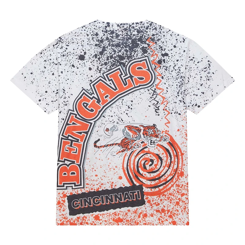 T-shirt sublimé blanc Mitchell & Ness Cincinnati Bengals Team Burst pour hommes