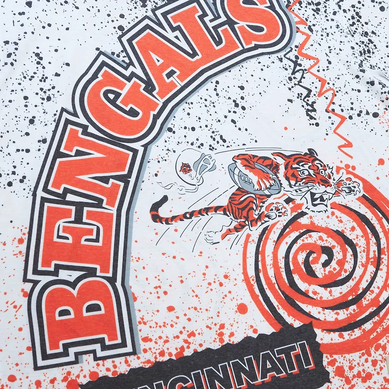T-shirt sublimé blanc Mitchell & Ness Cincinnati Bengals Team Burst pour hommes