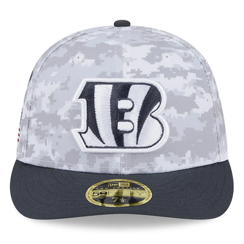 Men's New Era Arctic Camo/Graphite Cincinnati Bengals 2024 Salute To Service Low Profile 59FIFTY Fitted Hat