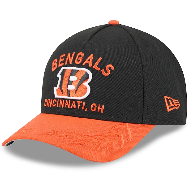 Men's New Era Black/Orange Cincinnati Bengals 2025 NFL Draft 9FORTY M-Crown A-Frame Adjustable Hat